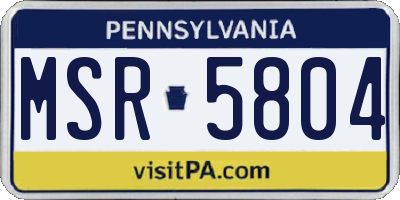 PA license plate MSR5804