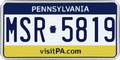 PA license plate MSR5819