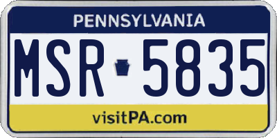 PA license plate MSR5835