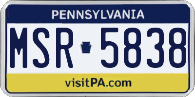 PA license plate MSR5838
