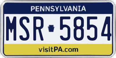 PA license plate MSR5854