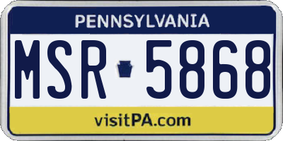 PA license plate MSR5868