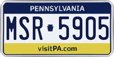 PA license plate MSR5905