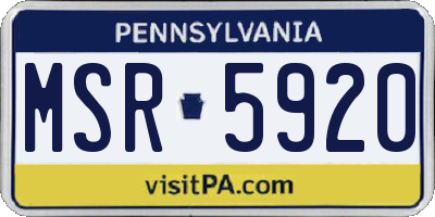 PA license plate MSR5920