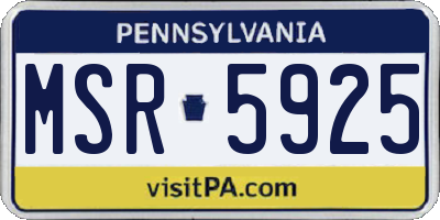 PA license plate MSR5925