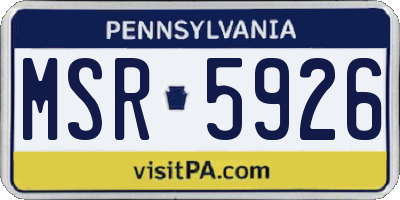 PA license plate MSR5926