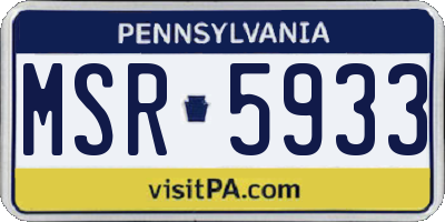 PA license plate MSR5933