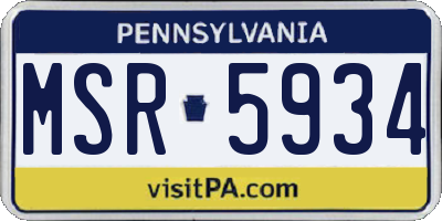 PA license plate MSR5934
