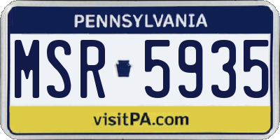 PA license plate MSR5935