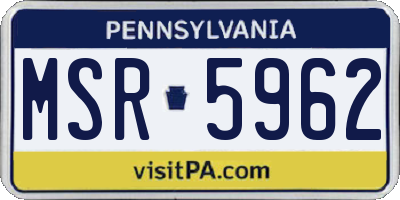 PA license plate MSR5962