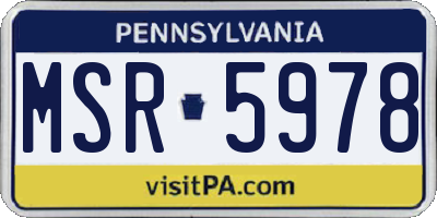 PA license plate MSR5978