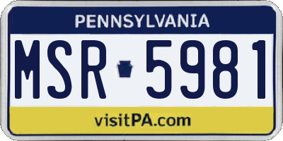 PA license plate MSR5981