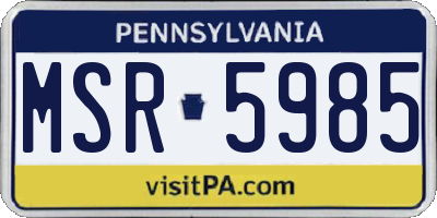 PA license plate MSR5985