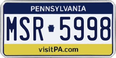 PA license plate MSR5998