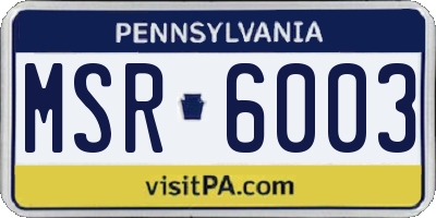 PA license plate MSR6003