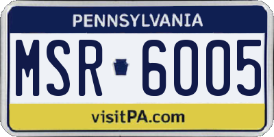 PA license plate MSR6005