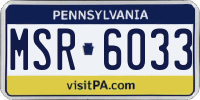PA license plate MSR6033