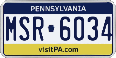 PA license plate MSR6034