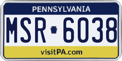 PA license plate MSR6038