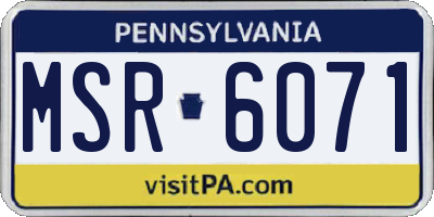 PA license plate MSR6071