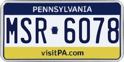 PA license plate MSR6078