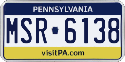 PA license plate MSR6138