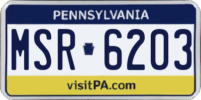 PA license plate MSR6203