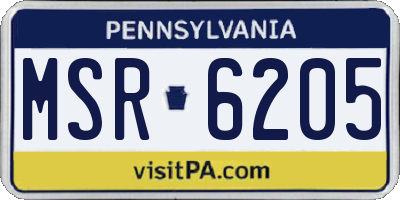 PA license plate MSR6205