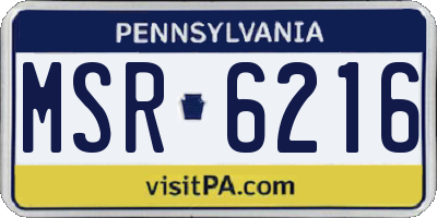 PA license plate MSR6216