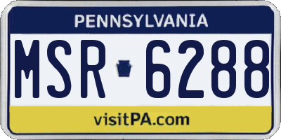 PA license plate MSR6288