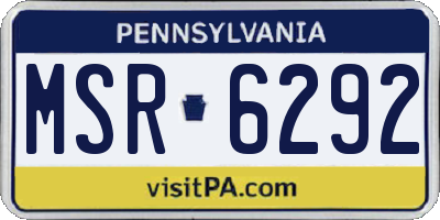 PA license plate MSR6292