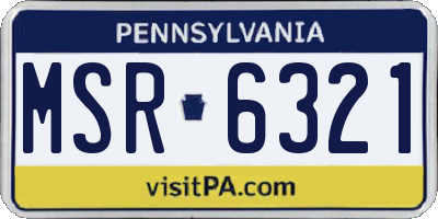 PA license plate MSR6321