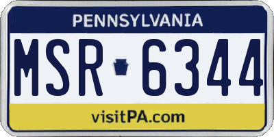 PA license plate MSR6344