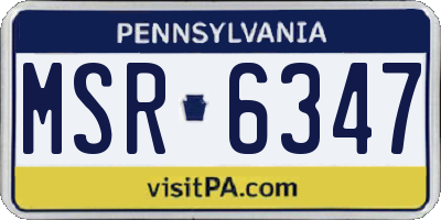PA license plate MSR6347
