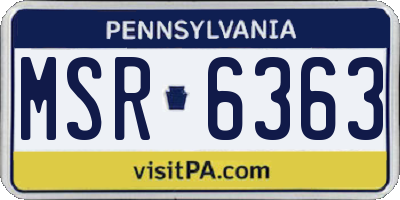 PA license plate MSR6363