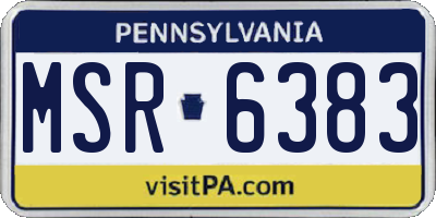 PA license plate MSR6383