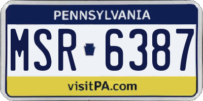 PA license plate MSR6387