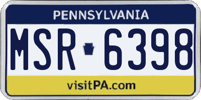 PA license plate MSR6398