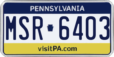 PA license plate MSR6403
