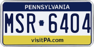 PA license plate MSR6404