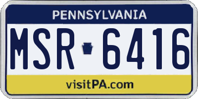 PA license plate MSR6416