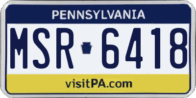 PA license plate MSR6418