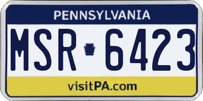 PA license plate MSR6423