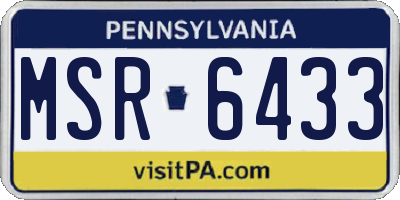PA license plate MSR6433