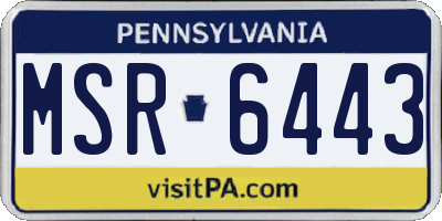 PA license plate MSR6443