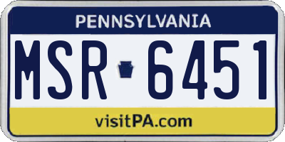 PA license plate MSR6451