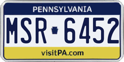 PA license plate MSR6452