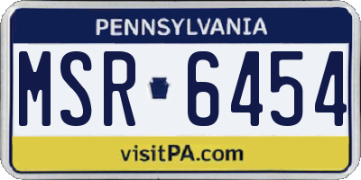 PA license plate MSR6454