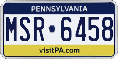 PA license plate MSR6458