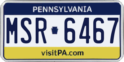 PA license plate MSR6467